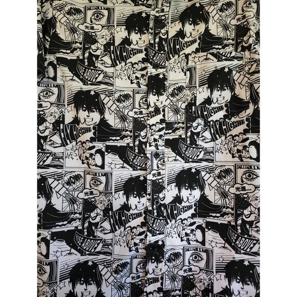 Anime Japanese Comic Strip Manga Graphic Art button up Short Sleeve Shirt Small - Picture 6 of 9